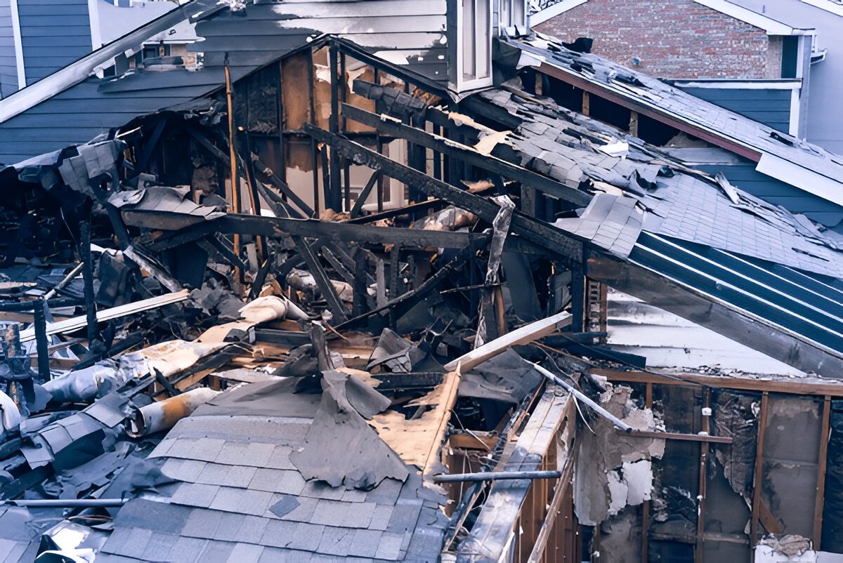 property roof damaged after fire